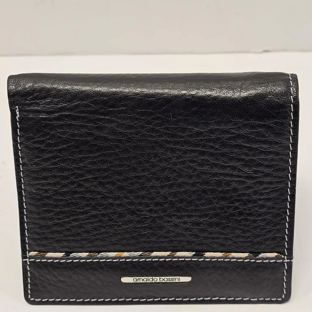 Arnaldo Bassini Italy blacl leather‎ wallet